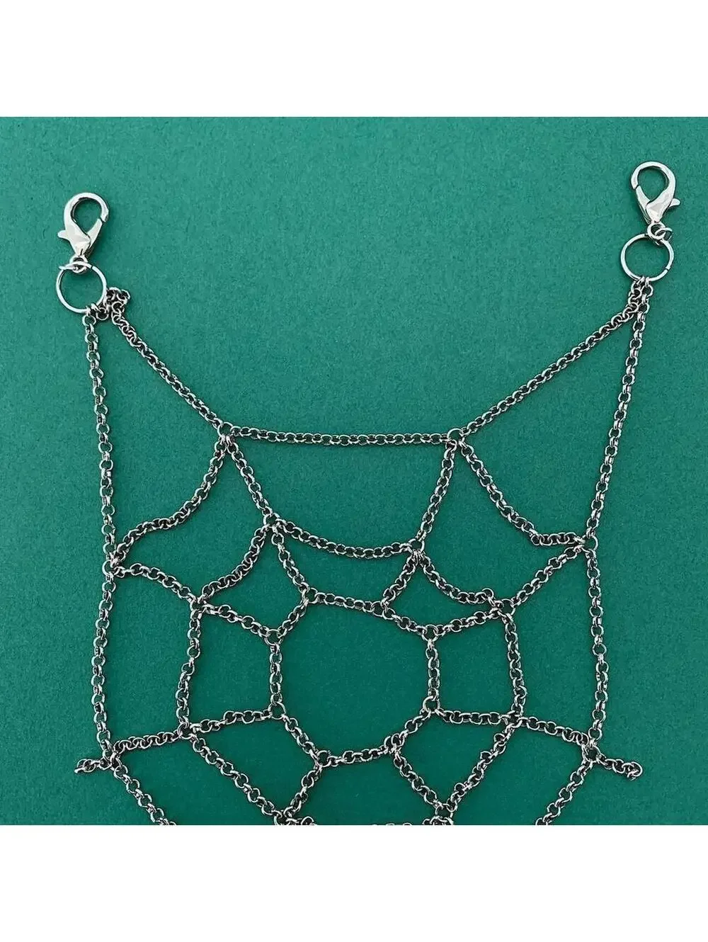 Y2k Cyberpunk style spiderweb ️ silver pocket chain. Punk emo grunge style. This